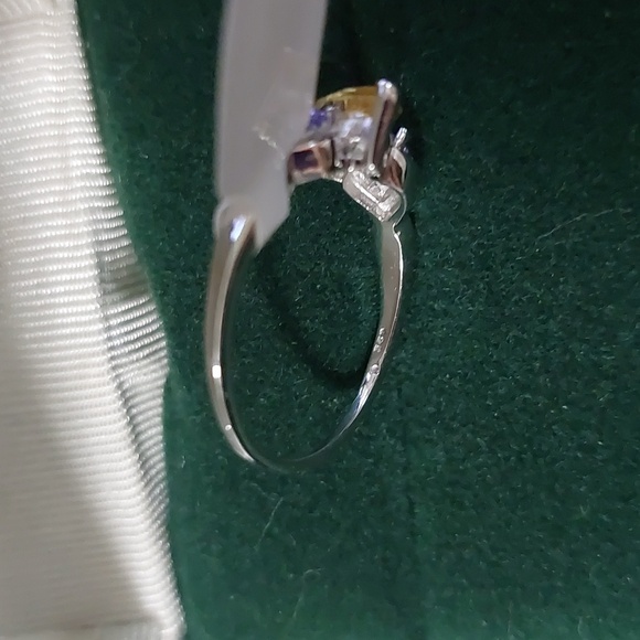 Sterling Silver Genuine Citrine and Tanzanite  Sz 8 Ring  1.28 Carat - Picture 6 of 11